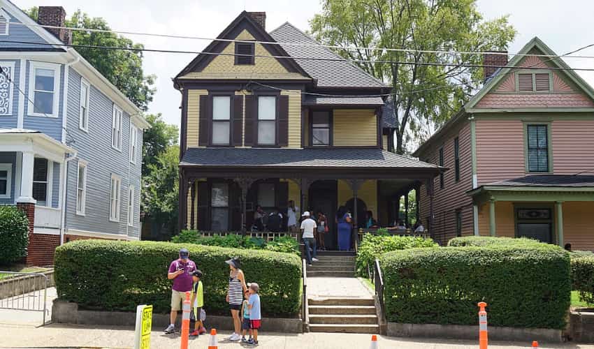 Visitors Outside of the King Birth Home at the Martin Luther King Jr. National Historic Site.