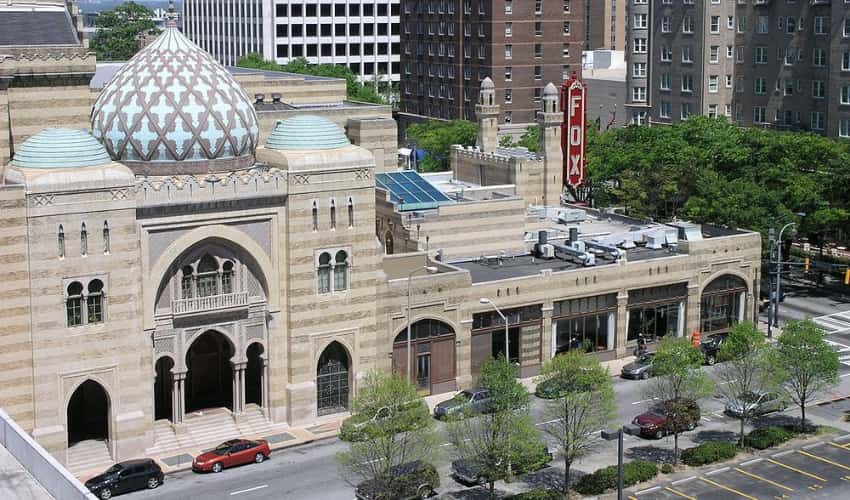 An aerial view of the famous Fox Theatre in Atlanta