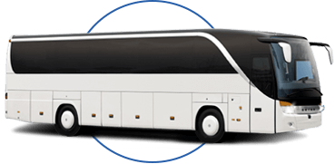 a plain white charter bus